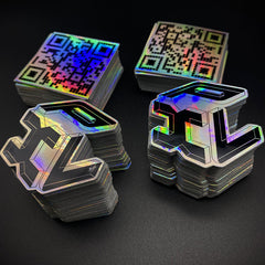 Sticker olografici con riflessi iridescenti