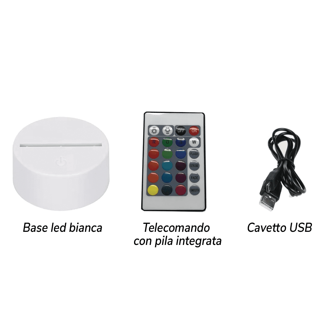 Lampada LED 3D con effetto luminoso personalizzabile