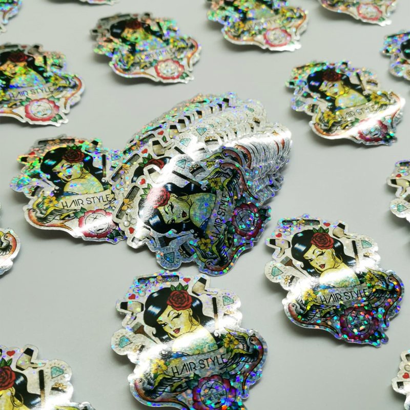 Dettaglio di adesivi in materiale glitter